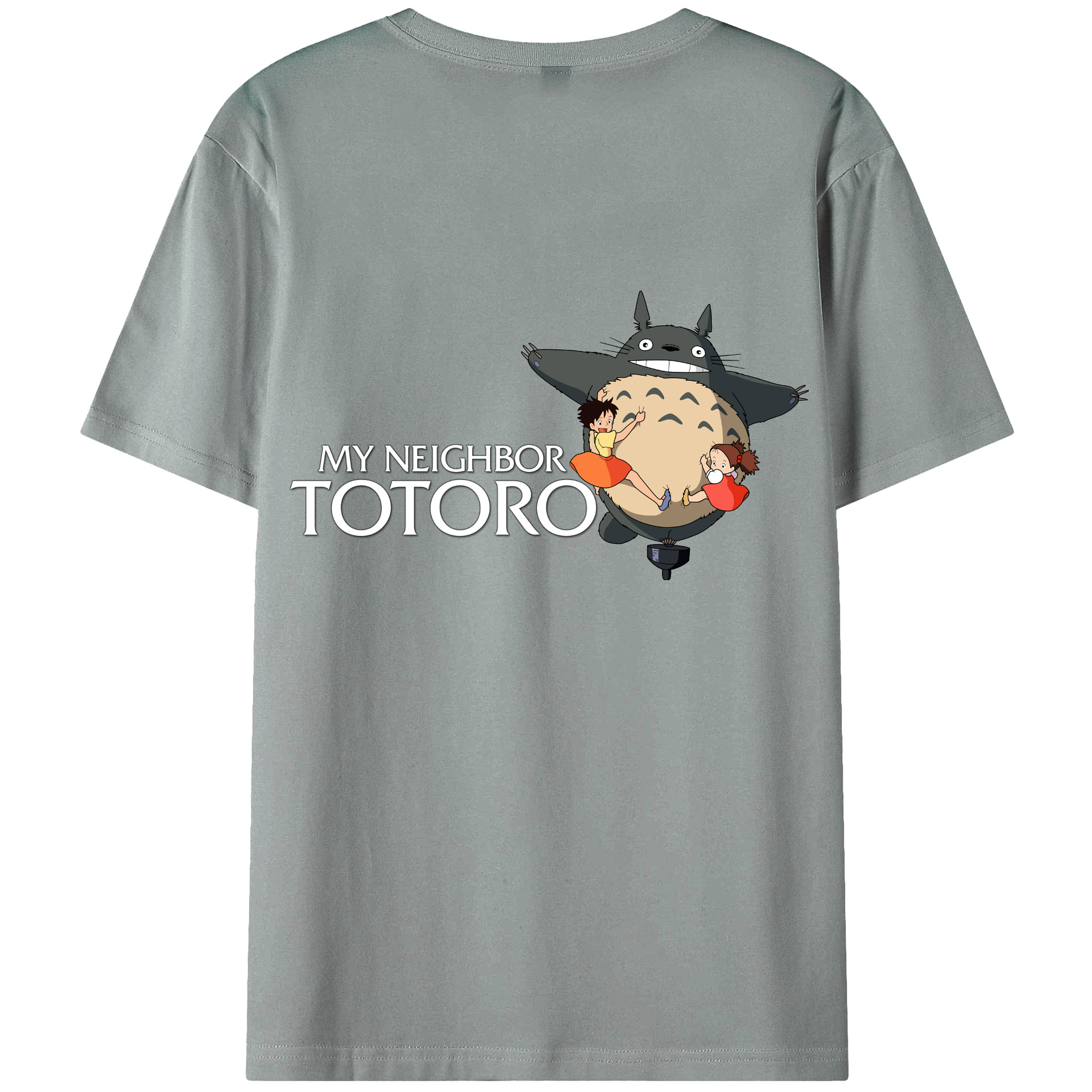 （画像用） となりのトトロ 草壁メイ 草壁サツキ My Neighbor Totoro Satsuki Kusakabe Mei Kusakabe 綿100％ メンズ半袖Tシャツ（バックプリント） 通気性